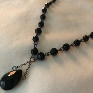 Black beads and linked necklace